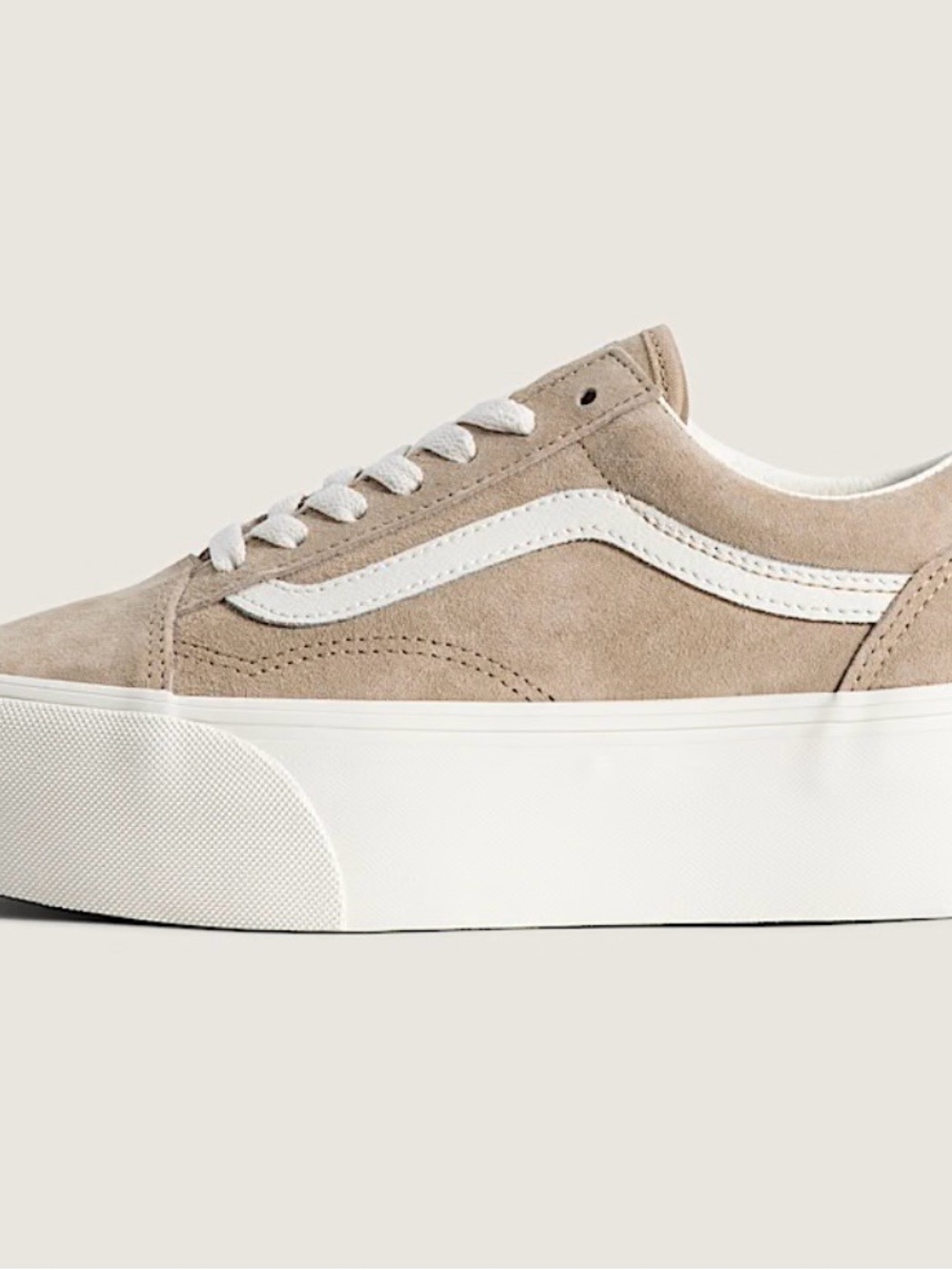 Vans Suede Platform Low-Top Sneaker in Taupe with White Stripe